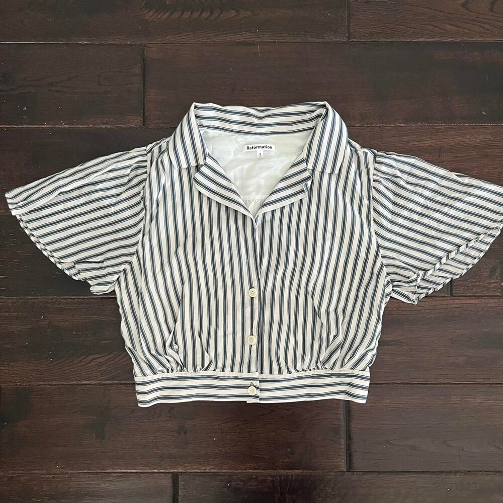 Reformation white and navy
